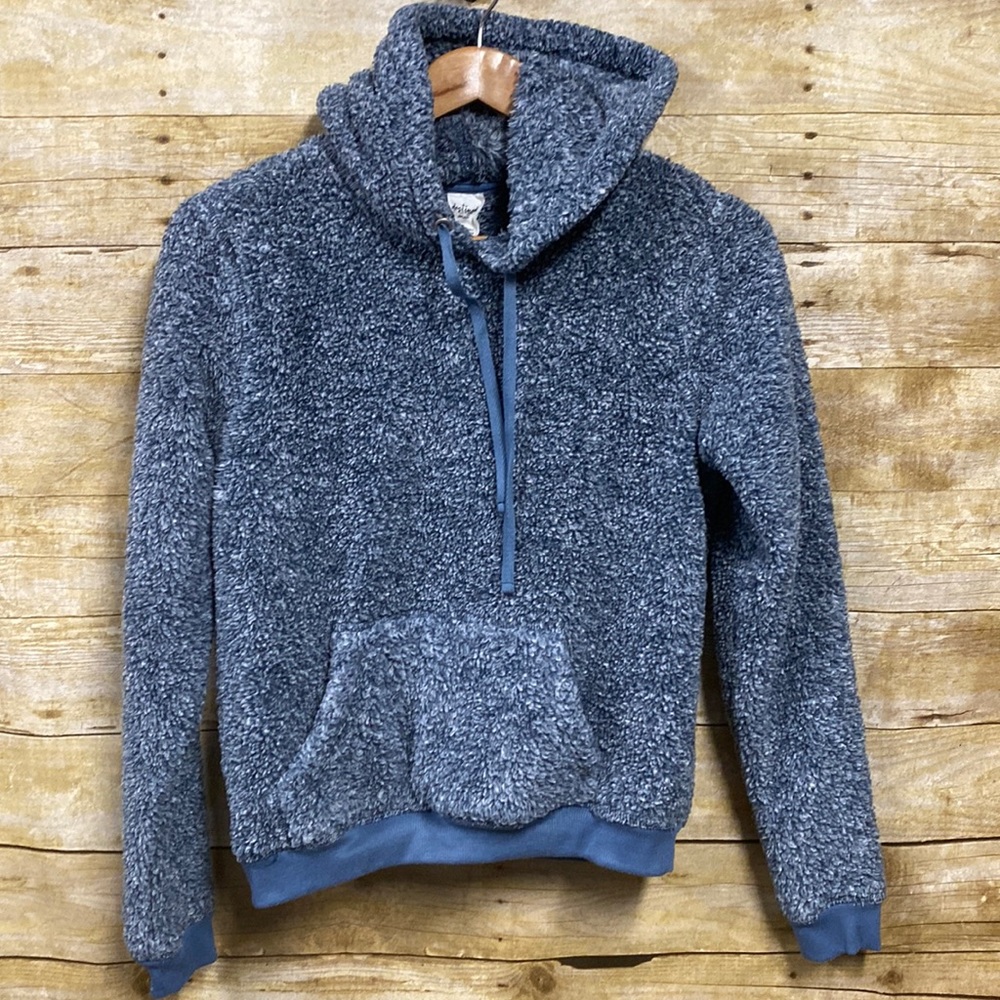 Destined cozy plush pullover hooded sweatshirt dusty blue size small